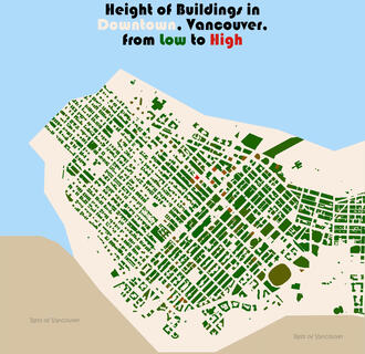 Buildings by height - Vancouver, using Overture by Ji Jin (Jack) Chen