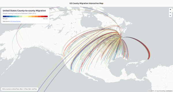 Line Map - US County Migration Interactive Map by Zhanchao Yang
