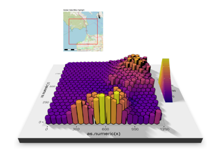 Golden Gate Elevation in 3D Hexagons by Jingqi Lu