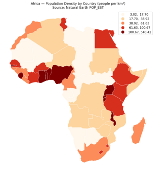 Africa Population Density — 10-Minute Map by Jingqi Lu