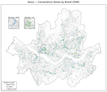 Seoul — Convenience Stores by Brand (OSM) by Jingqi Lu