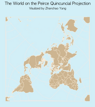 The World on the Peirce Quincuncial Projection by Zhanchao Yang