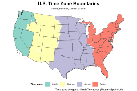 U.S. Time Zone Boundaries by Zhanchao Yang