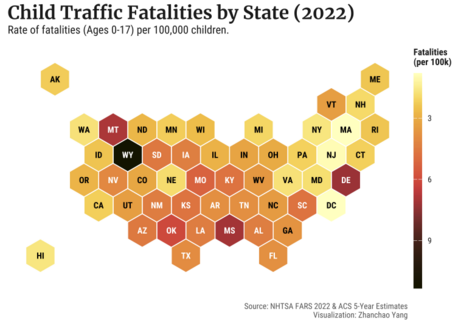 Child Traffic Fatalities by State (2022) by Zhanchao Yang