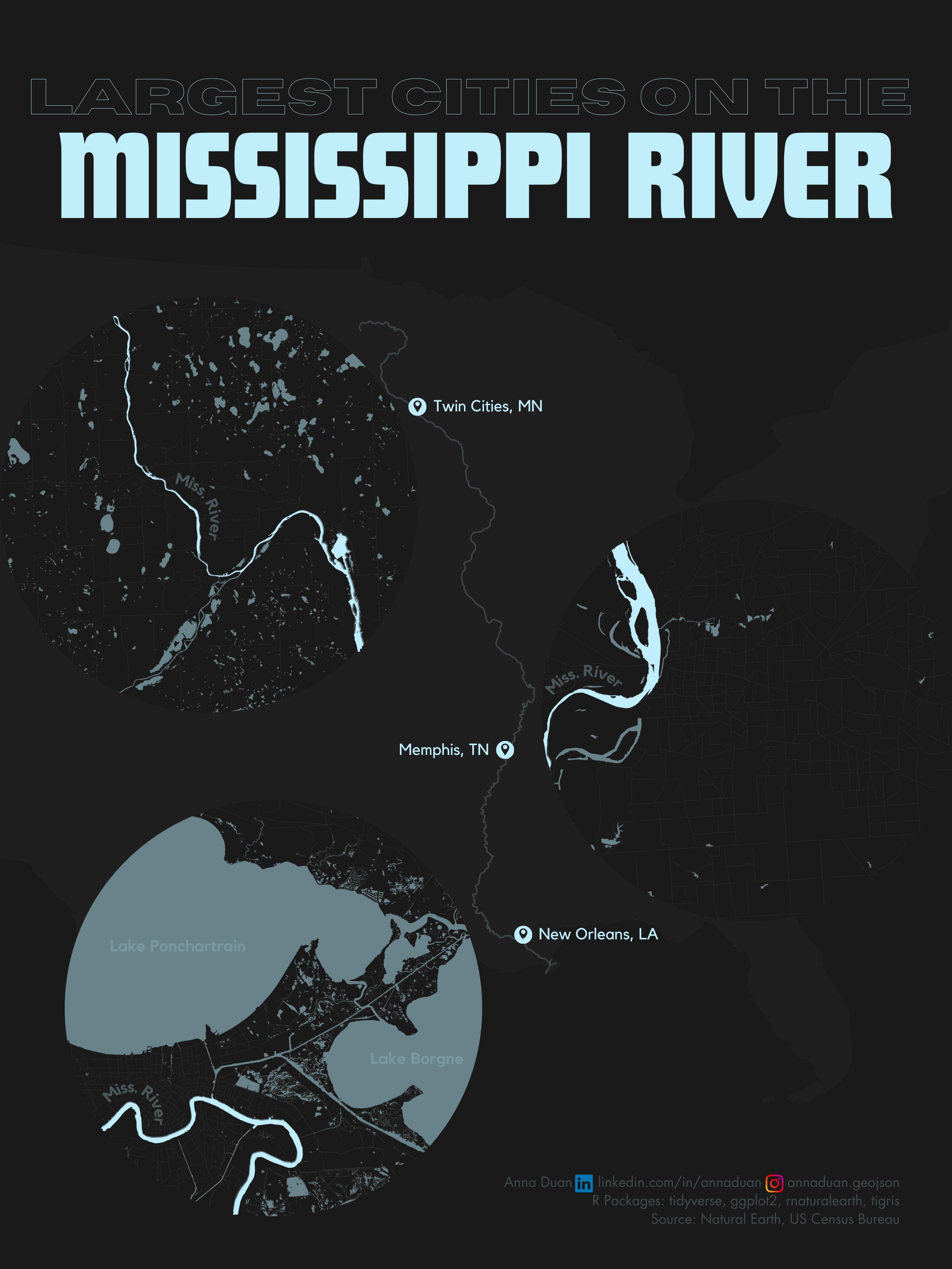 Biggest cities on the Mississippi River by Anna Duan