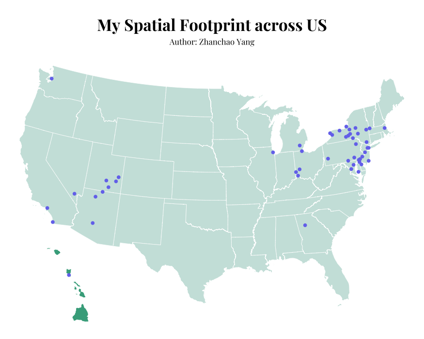 Day 4 My Spatial Footprint Across US Map