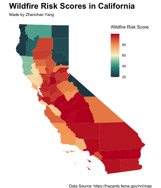 Day 15 Wildfire Risk Scores in California