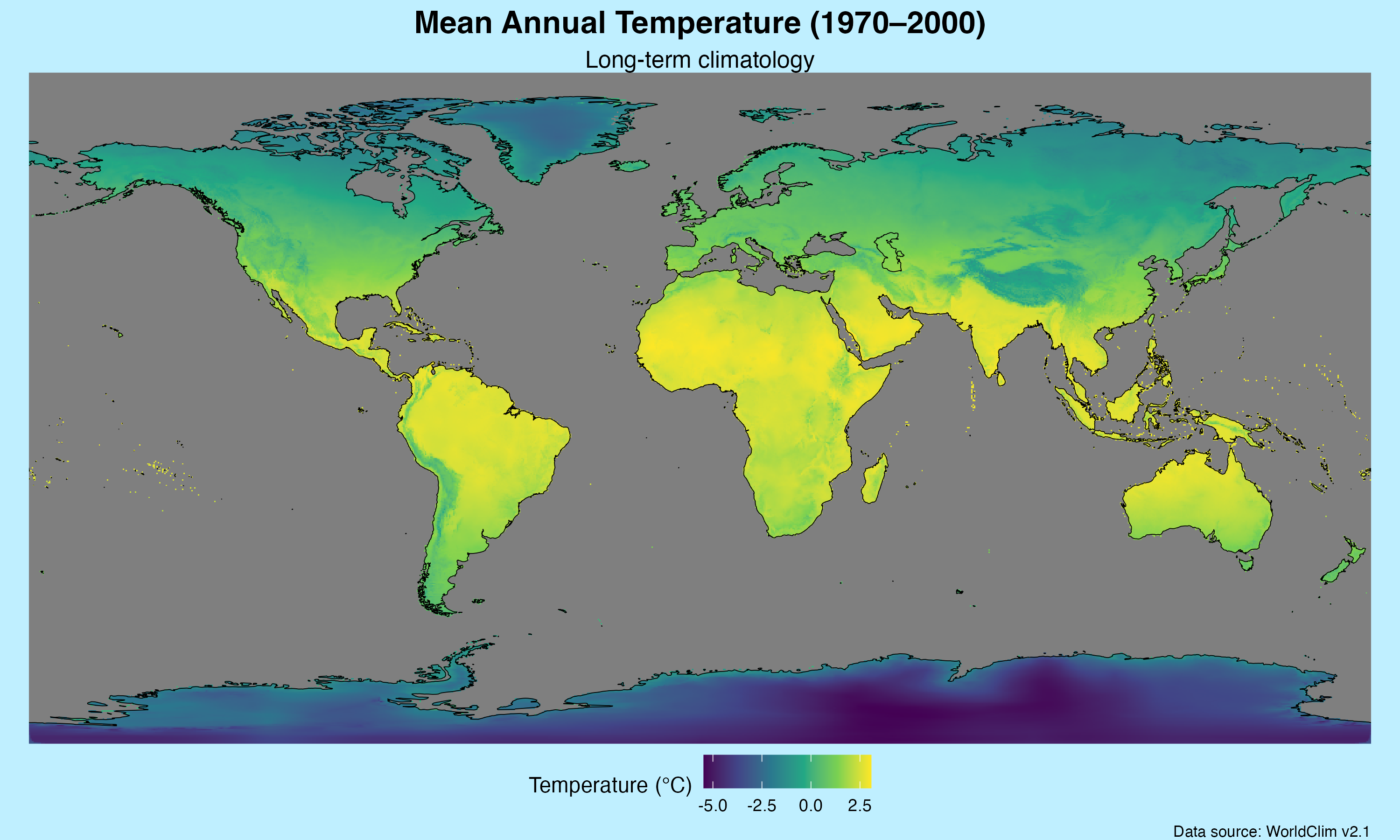 Day 22 Mean Annual Temperature (1970–2000) Map