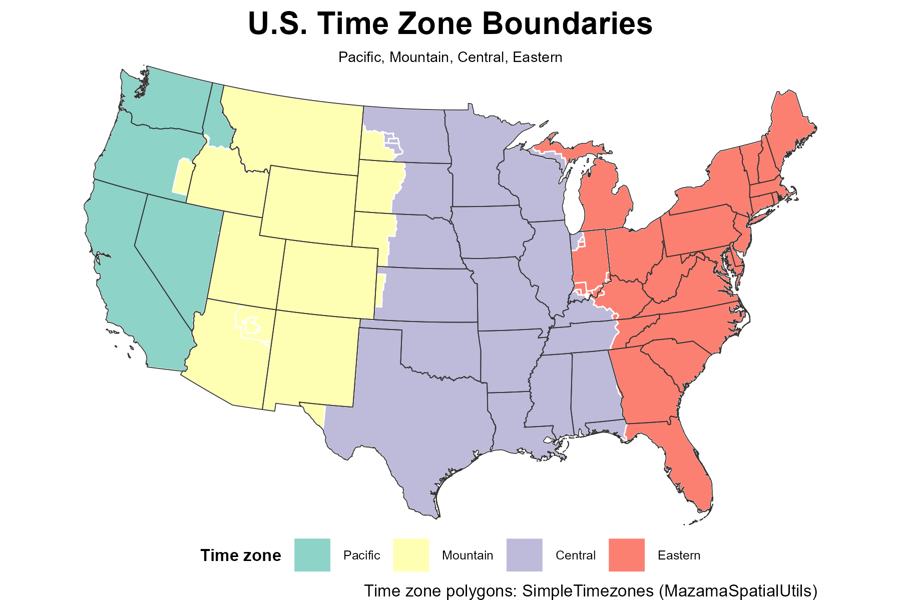 Day 27 U.S. Time Zone Boundaries Map